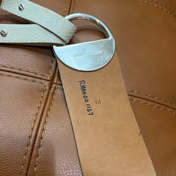 Vintage Ralph Lauren Python White Belt. Sz M . Italy. Imperfections! - Picture 3 of 6